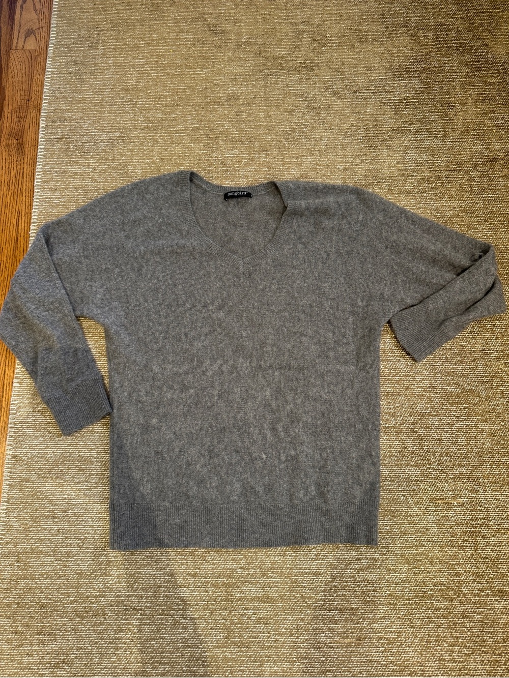 Songbird Oversized Cashmere V-Neck Sweater in Heather Gray